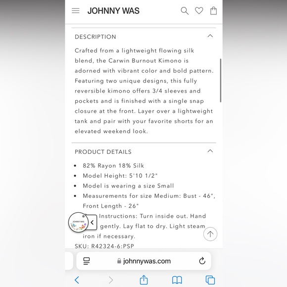 NWT Johnny Was Carwin Burnout Kimono-M - Picture 7 of 7